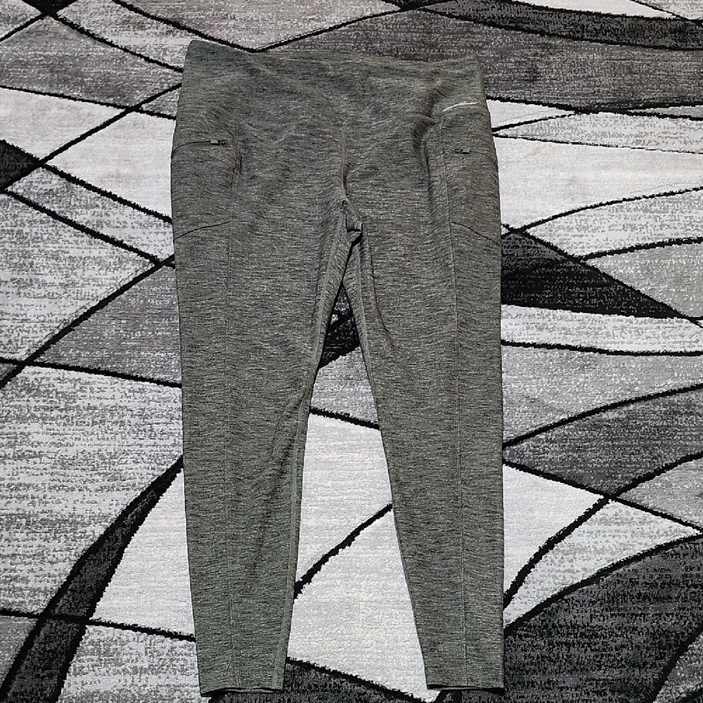 EDDIE BAUER TRAIL TIGHT HIGH-RISE REFLECTIVE LOGO GREEN LEGGINGS XL